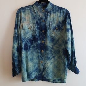 Indigo Hand Dyed Silk Blouse XS